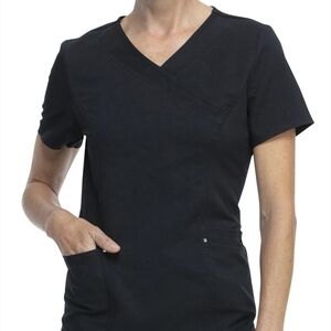 Women's Scrubstar Black Short Sleeve Wrap Top - S Like New